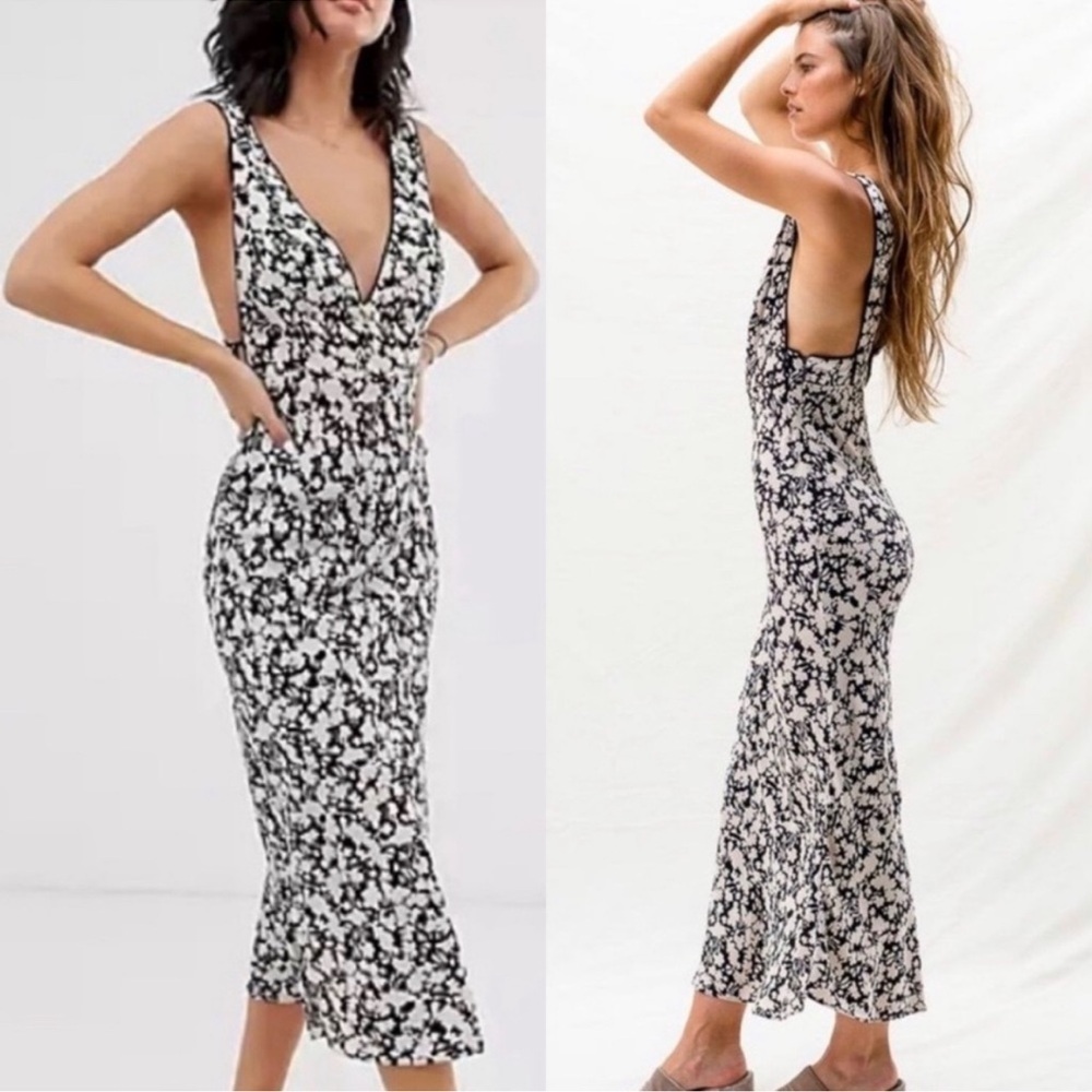 NWT Free People Oh La La Bias Midi Floral Dress Jet Combo size 2 - Picture 5 of 16